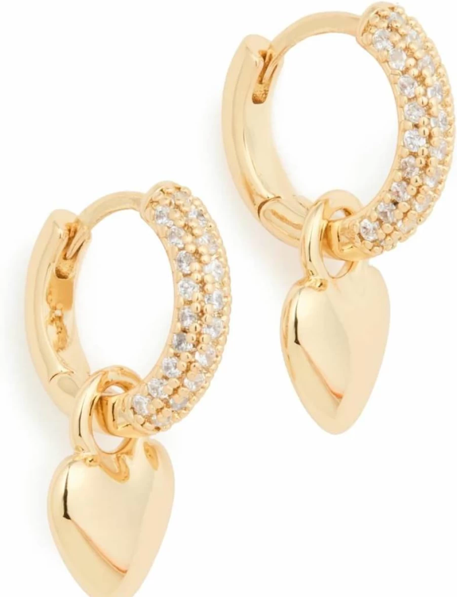 LUV AJ Women's Puffy Heart Huggie Hoop Earrings - Gold Plated Romantic Dangle Earrings