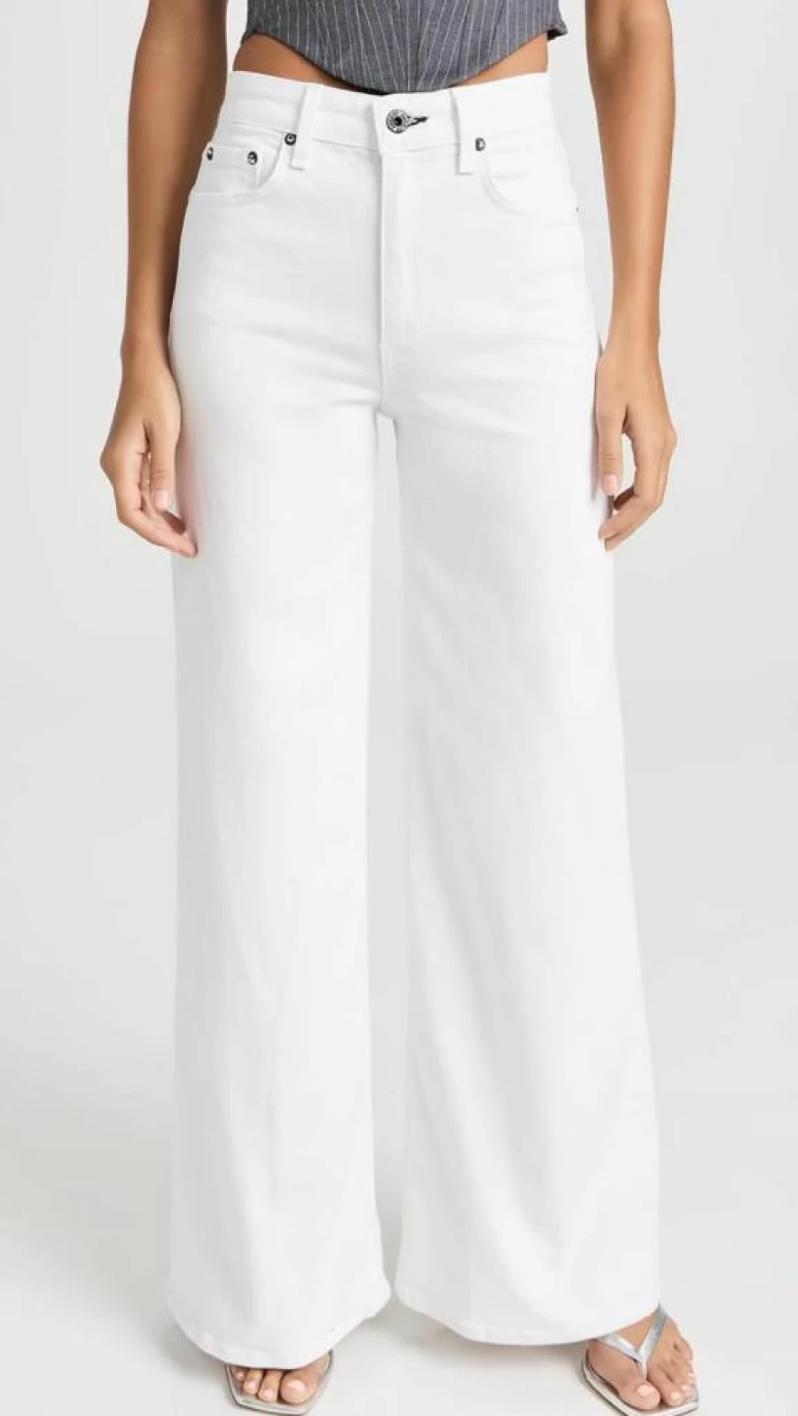 ASKK NY Women's High Waist Wide Leg Jeans - Trendy Comfort Stretch Denim Pants for Casual Outfits