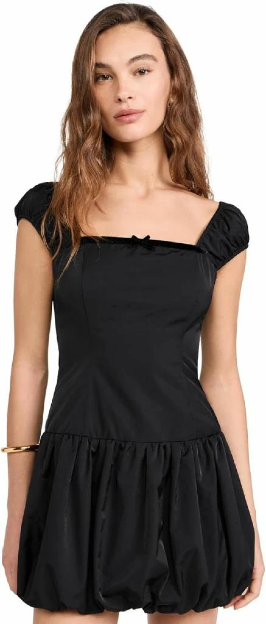 WAYF Women's Bubble Hem Mini Dress - Flirty Ruffle Short Dress for Summer
