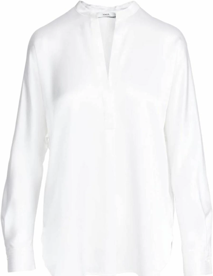 Vince Women's Elegant Band Collar Blouse - Soft Fabric Button-Up Shirt
