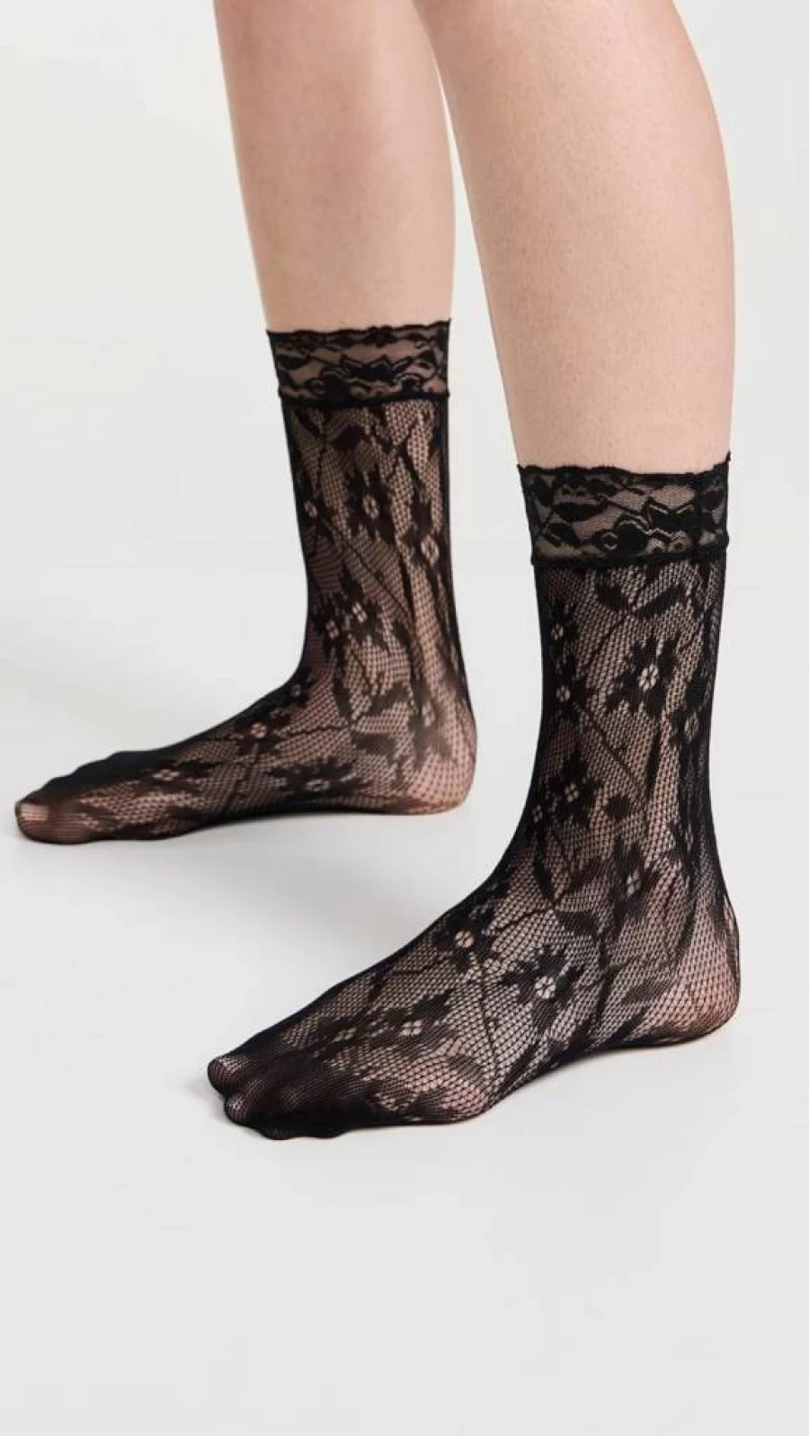 STEMS Women's Floral Fishnet Socks - Lace Ankle Socks for Women, Breathable Mesh Fashion Socks