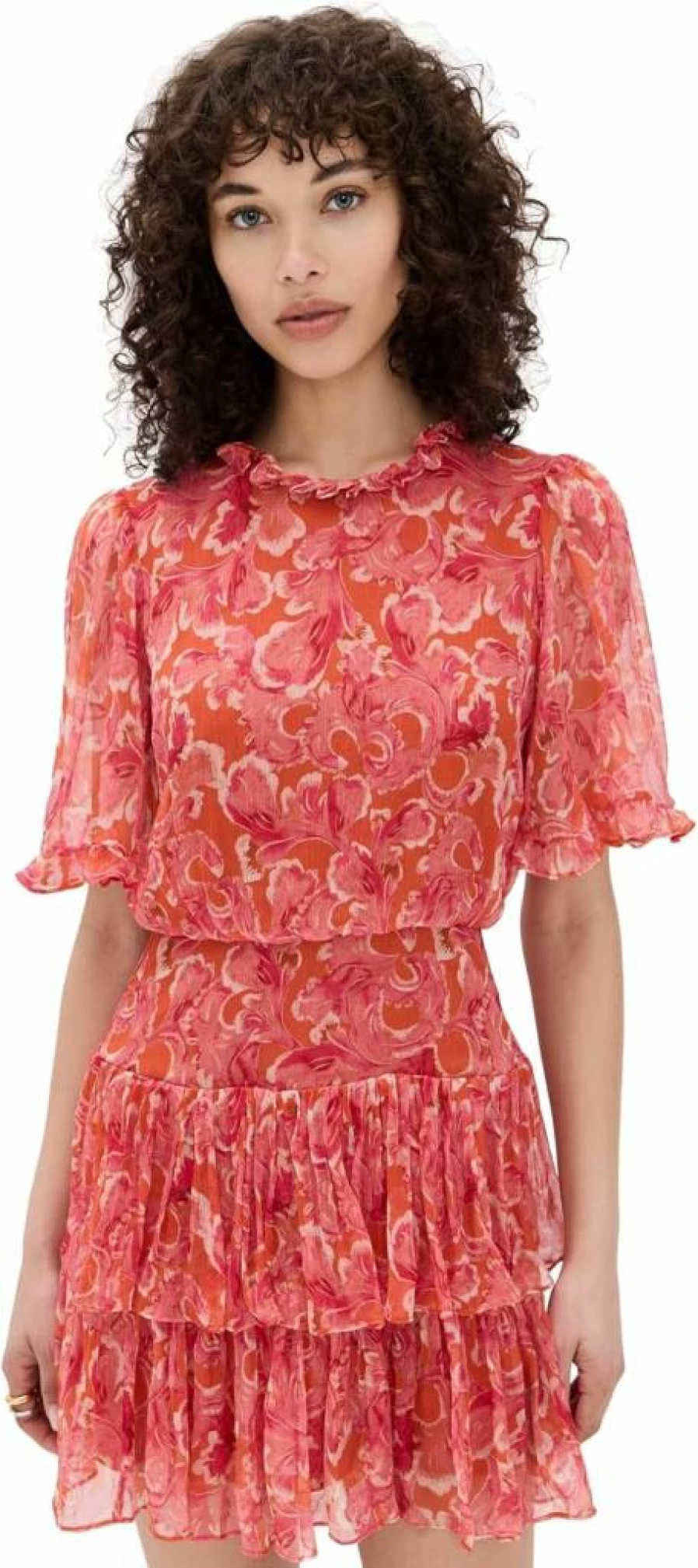 SALONI Women's Ava Floral Wrap Dress - Elegant Midi Dress with V-Neck and Belted Waist