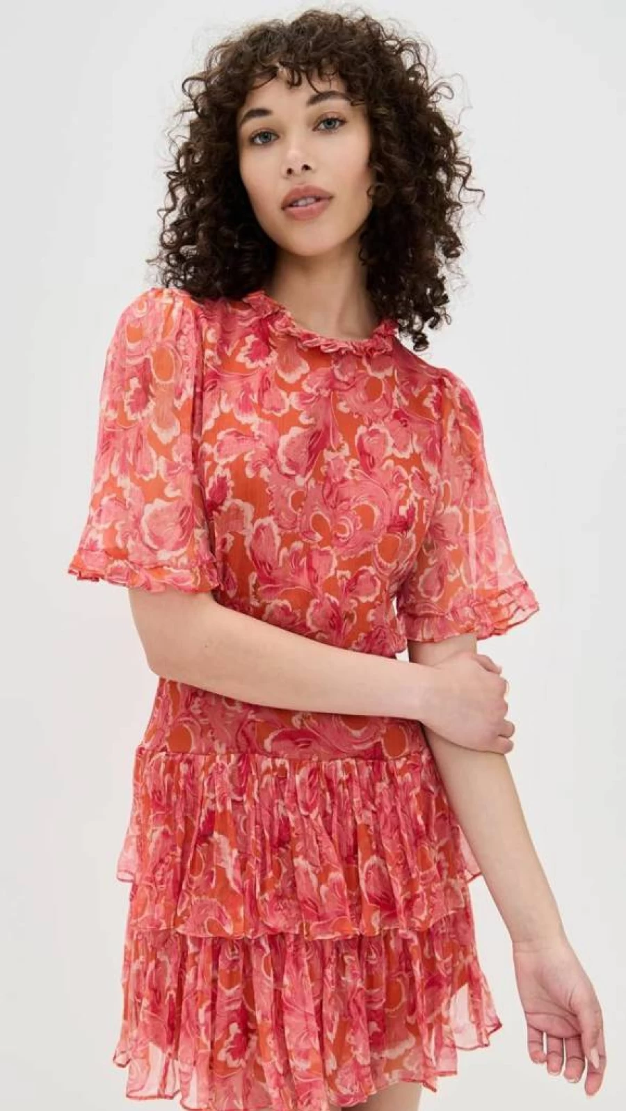 SALONI Women's Ava Floral Wrap Dress - Elegant Midi Dress with V-Neck and Belted Waist