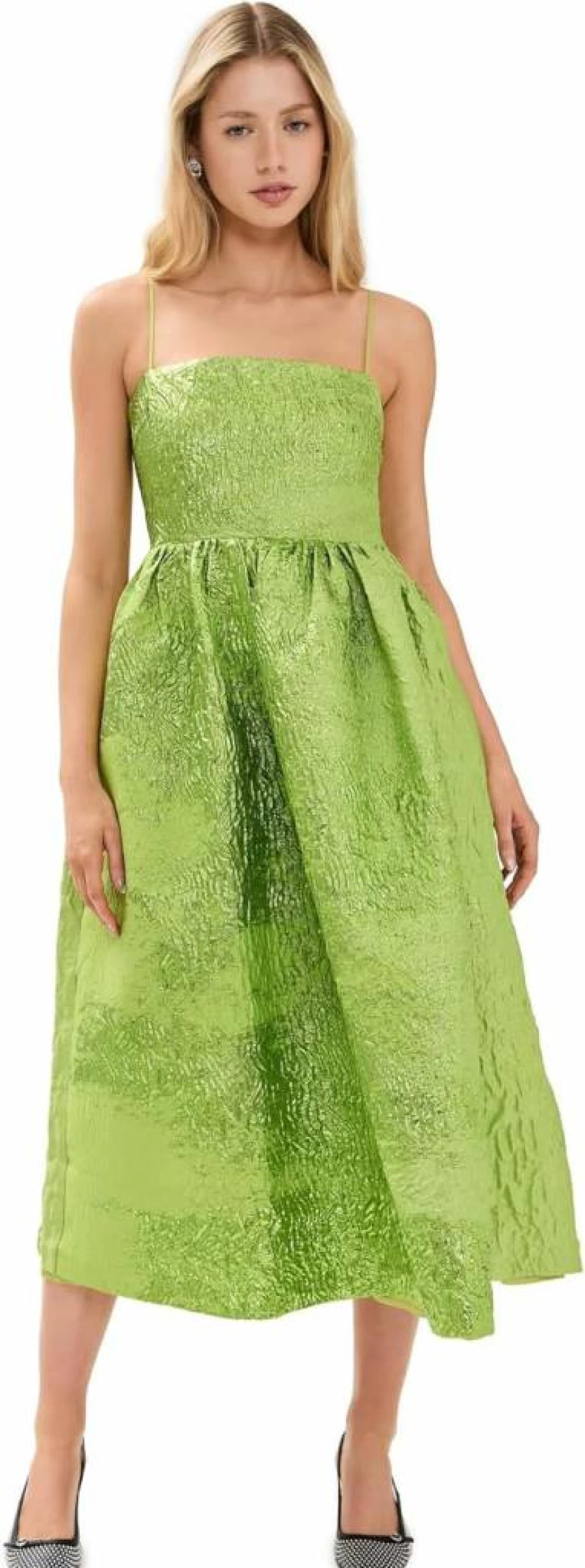 Stine Goya Women's Flowy Gathered Midi Dress - Elegant Voluminous Fit
