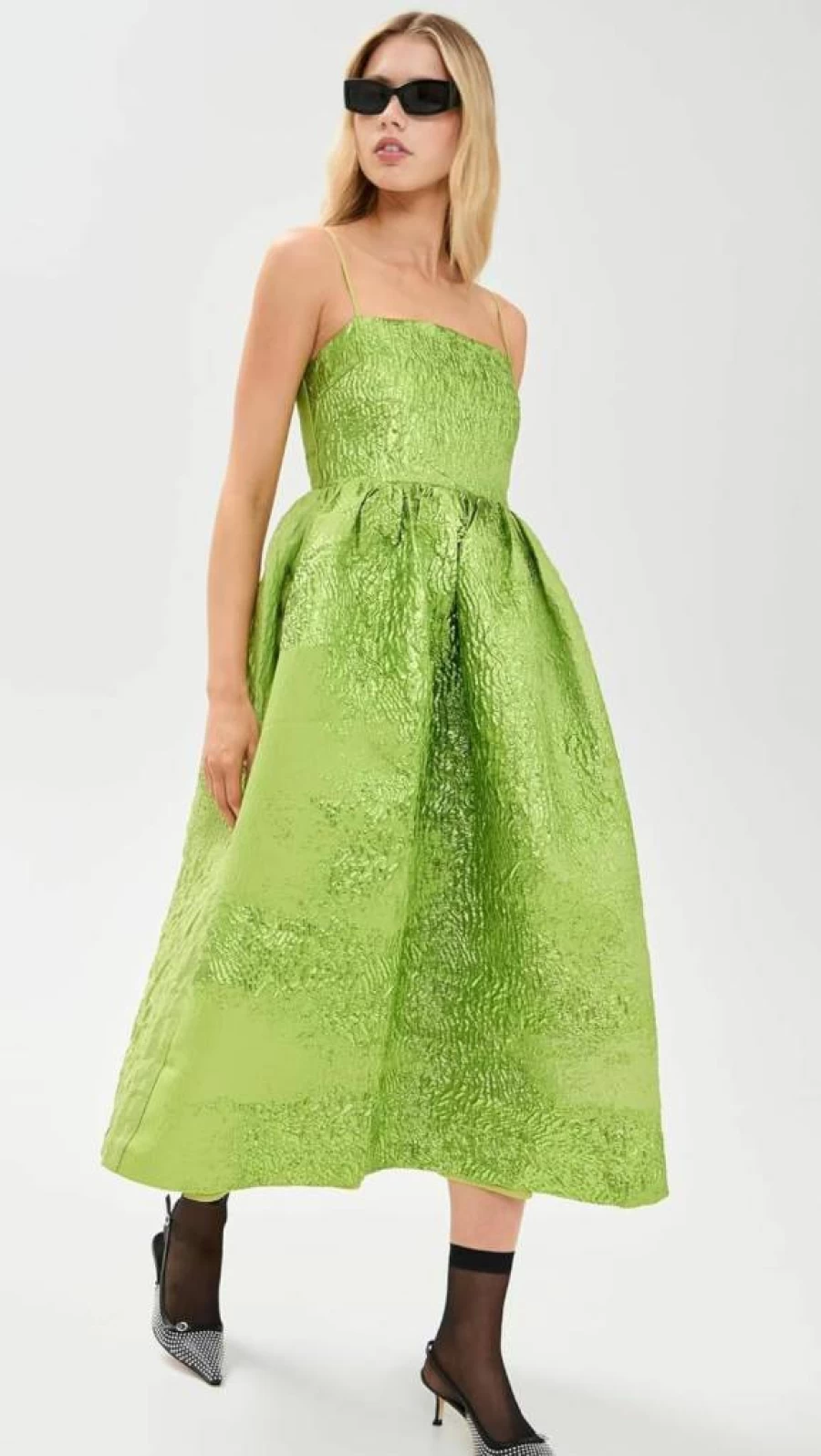 Stine Goya Women's Flowy Gathered Midi Dress - Elegant Voluminous Fit