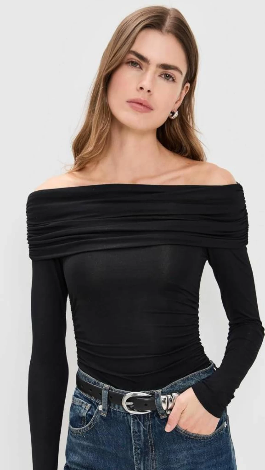 Rag & Bone Women's Luca Off-Shoulder Long Sleeve Blouse | Chic Casual Tops