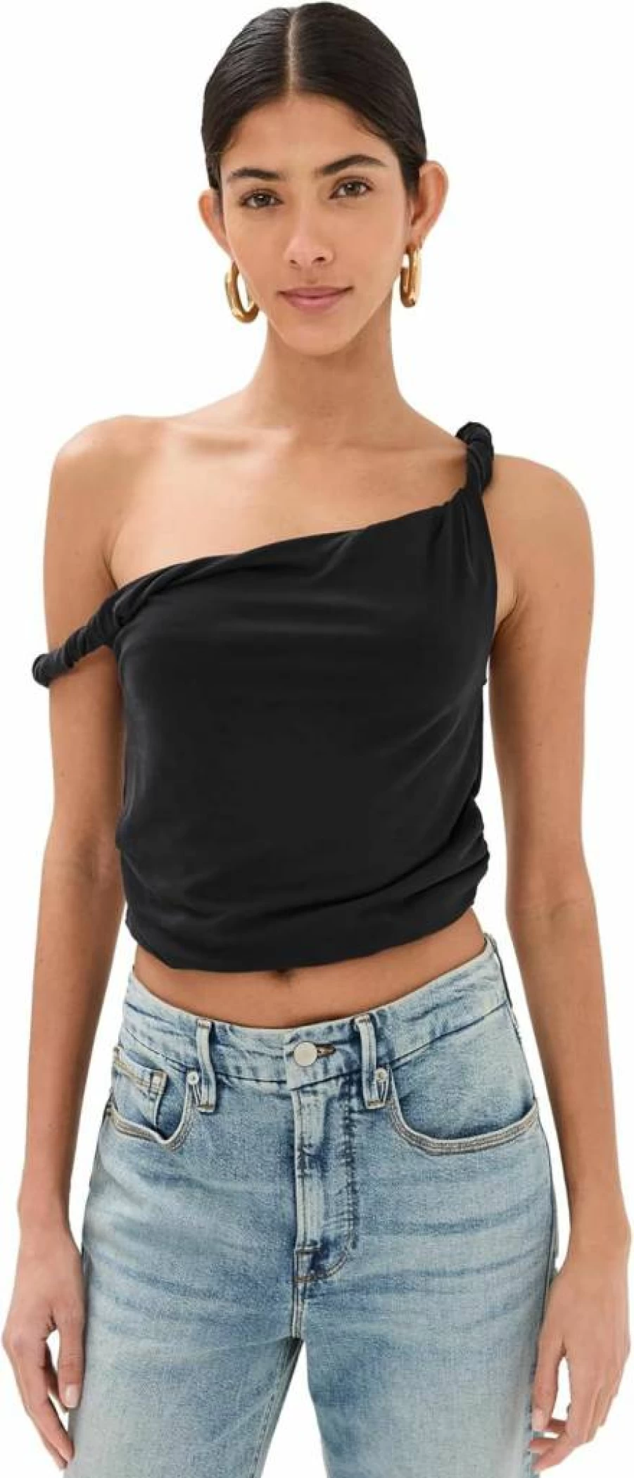 Good American Women's Soft Jersey Twist Tee - Comfortable Casual T-Shirt for Everyday Wear