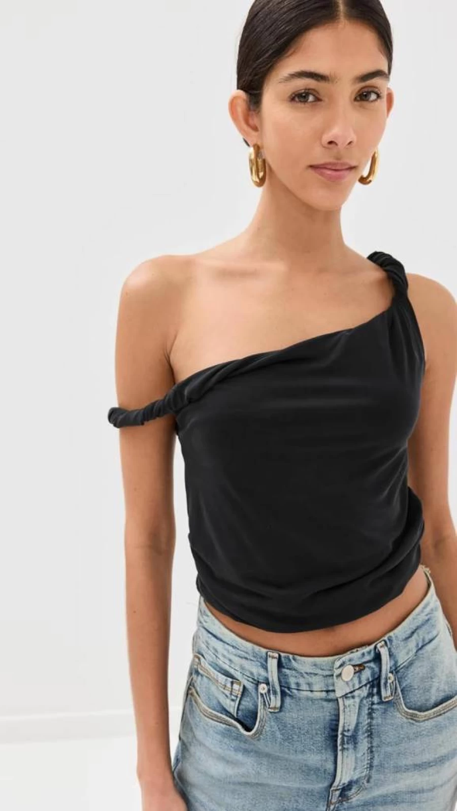 Good American Women's Soft Jersey Twist Tee - Comfortable Casual T-Shirt for Everyday Wear