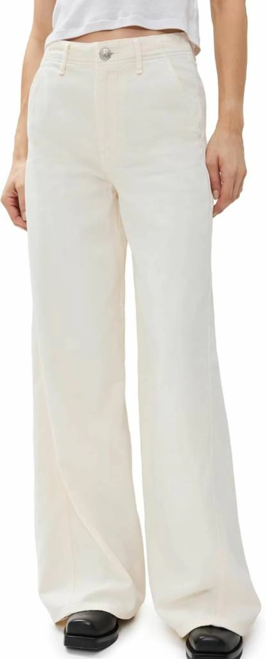 Rag & Bone Women's Sofie Featherweight Tailored Jeans in Ecru Off White - Size 28 Full Length Denim Pants
