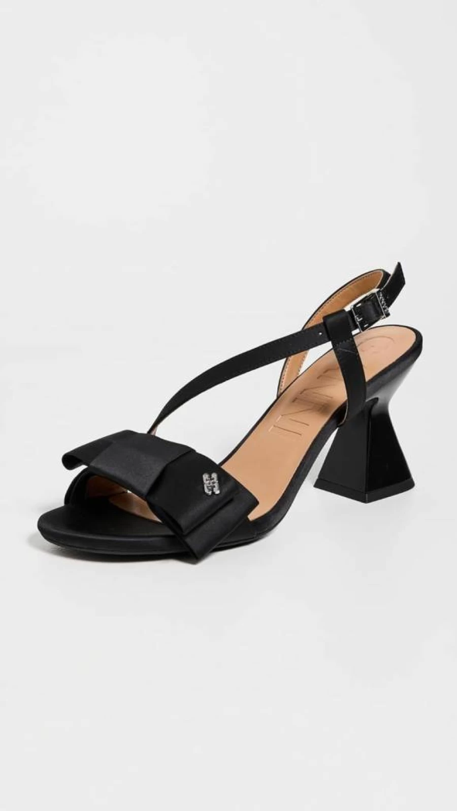 Ganni Women's Satin High Heel Sandals with Oversized Bow Detail