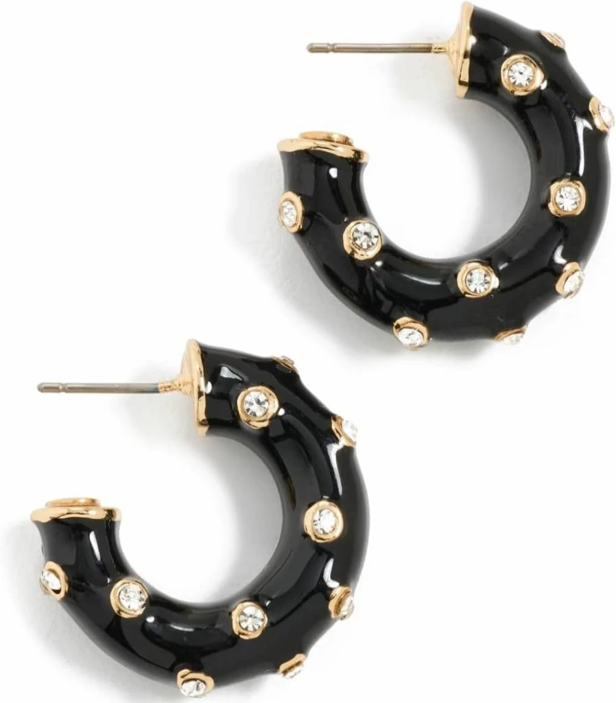 Kenneth Jay Lane Crystal Dotted Enamel Hoop Earrings for Women – Pierced Elegant Jewelry