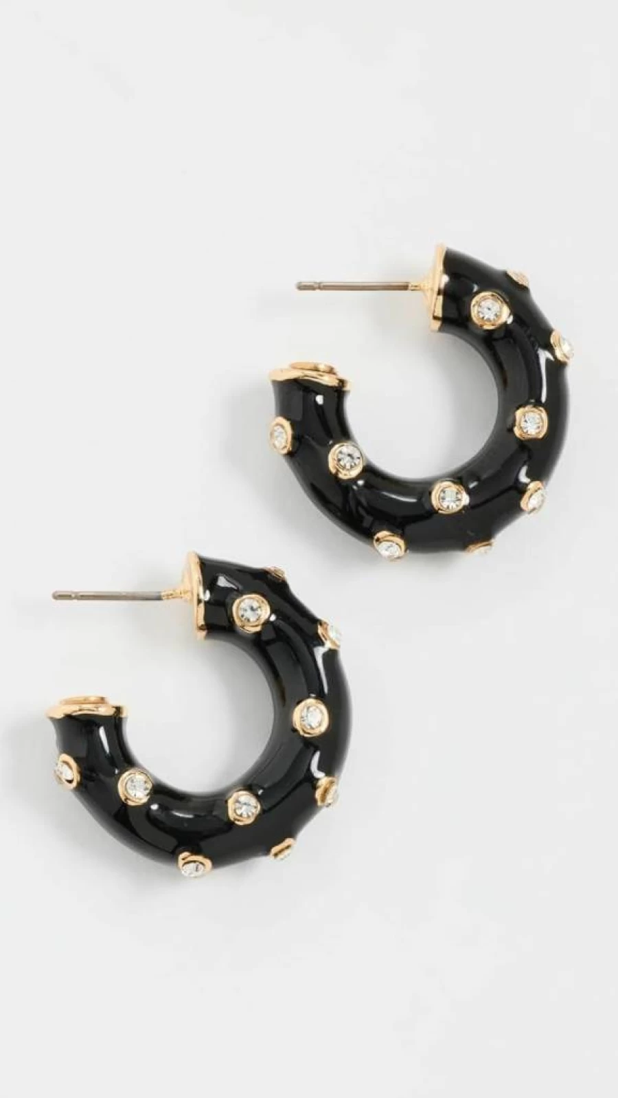 Kenneth Jay Lane Crystal Dotted Enamel Hoop Earrings for Women – Pierced Elegant Jewelry