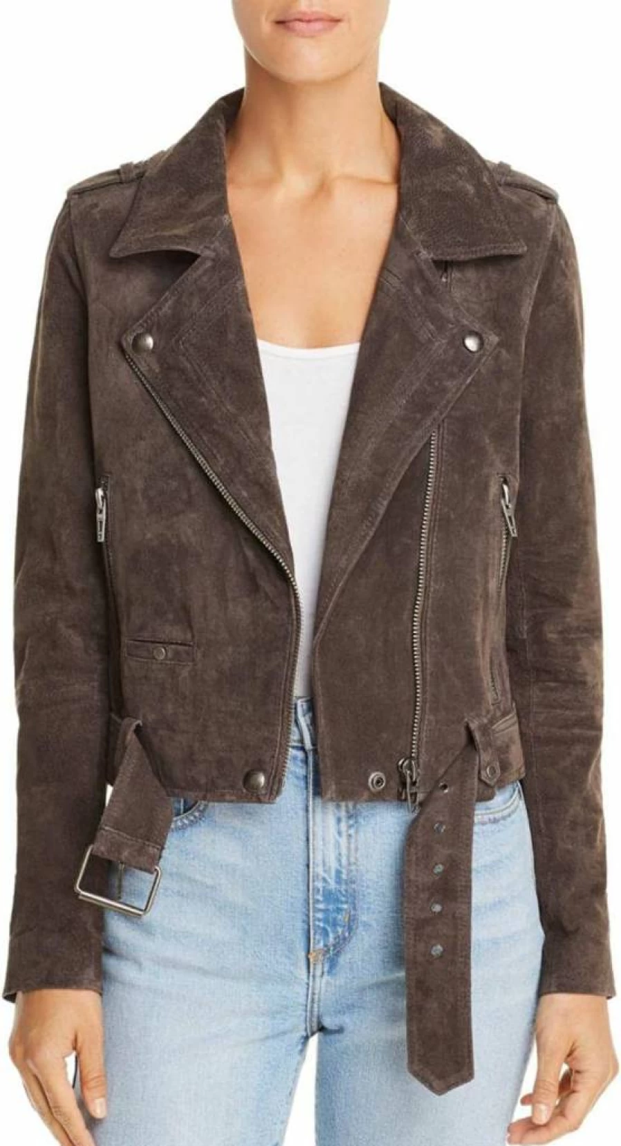 BLANKNYC Women's Cropped Suede Leather Biker Jacket - Stylish & Comfortable Motorcycle Coat