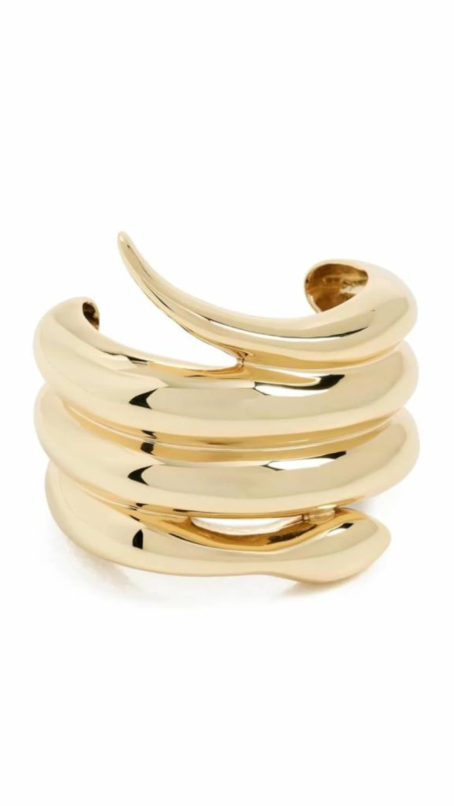 LELET NY Gold Glossy Serpent Pony Cuff Bracelet for Women - One Size Fashion Accessory