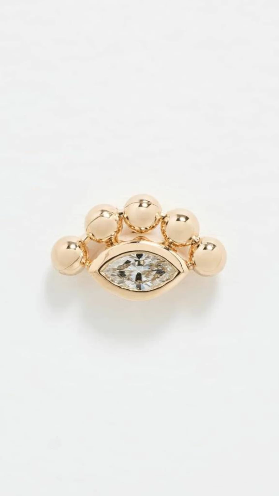 ZOE CHICCO 14K Gold Marquise Diamond Stud Earrings for Women - Bezel Set Single Earring