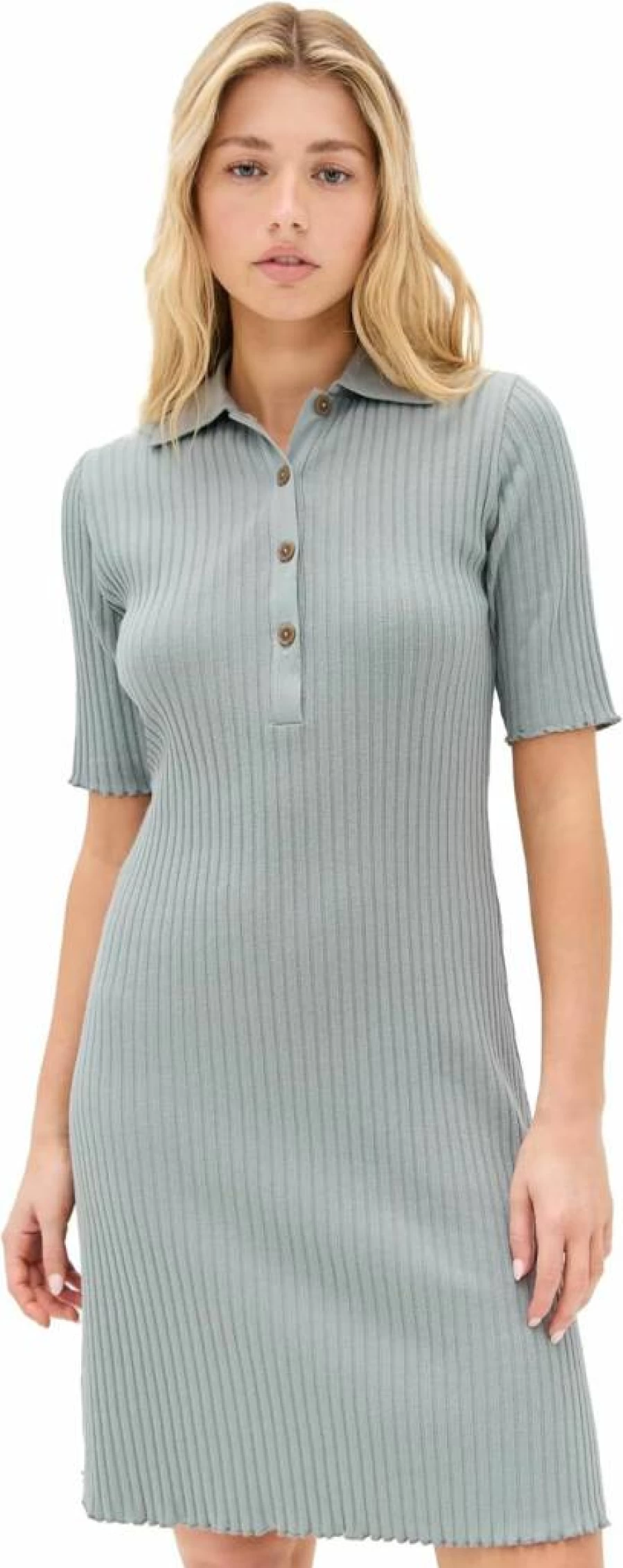 Vince Women's Short Sleeve Polo Mini Dress - Classic Casual Stretch Cotton Fit and Flare Style