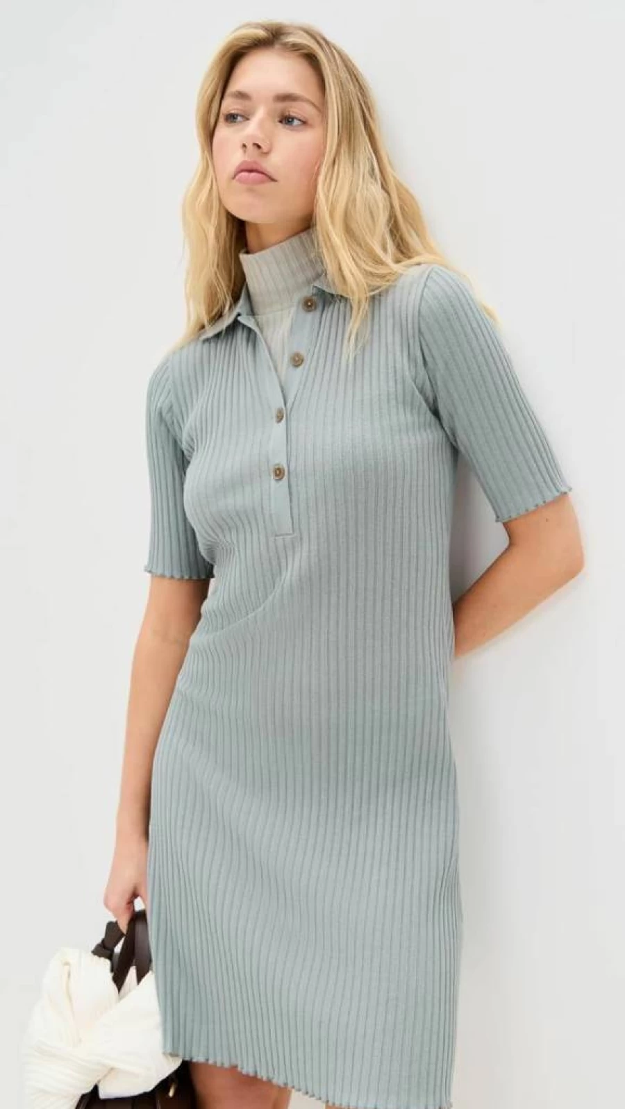 Vince Women's Short Sleeve Polo Mini Dress - Classic Casual Stretch Cotton Fit and Flare Style