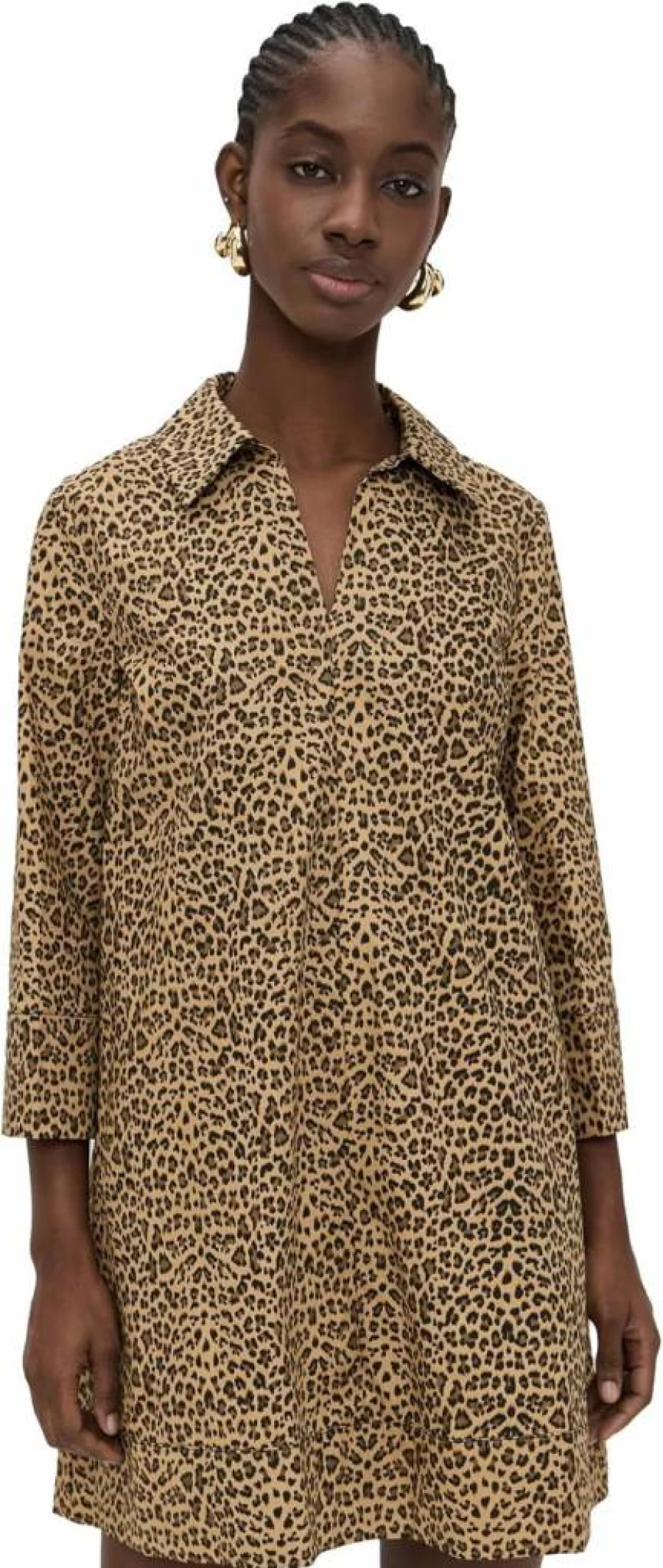 English Factory Women's Animal Print Mini Dress with Leopard Collar