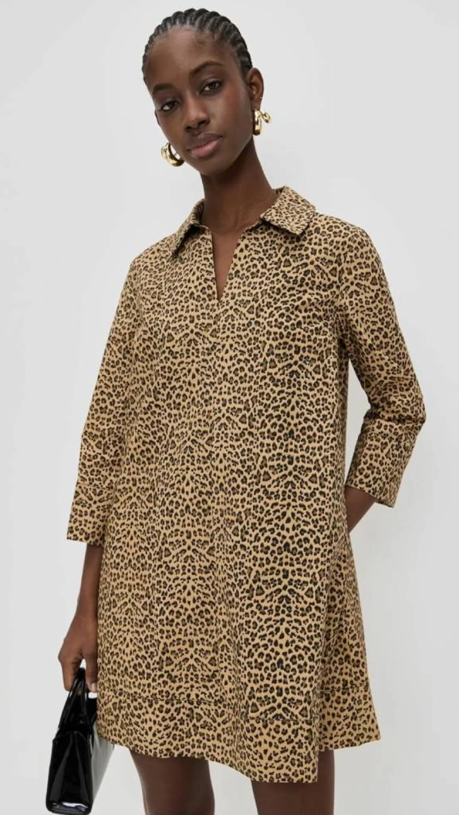 English Factory Women's Animal Print Mini Dress with Leopard Collar