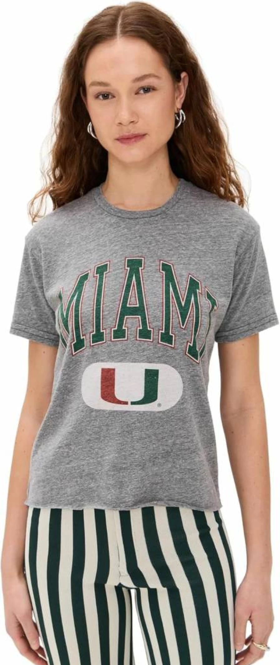 Original Retro Brand Women's Miami University Cropped Short Sleeve T-Shirt Vintage Style