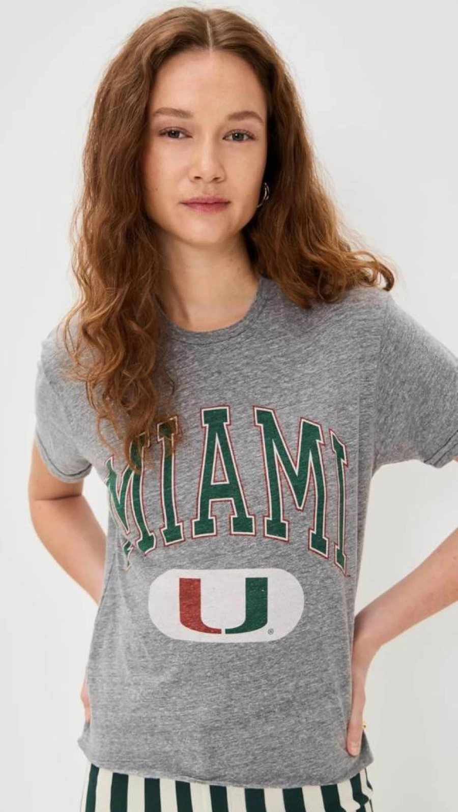 Original Retro Brand Women's Miami University Cropped Short Sleeve T-Shirt Vintage Style