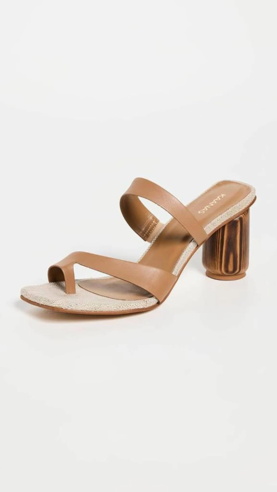 KAANAS Women's Strappy Chunky Heel Sandals with Toe Ring Detail