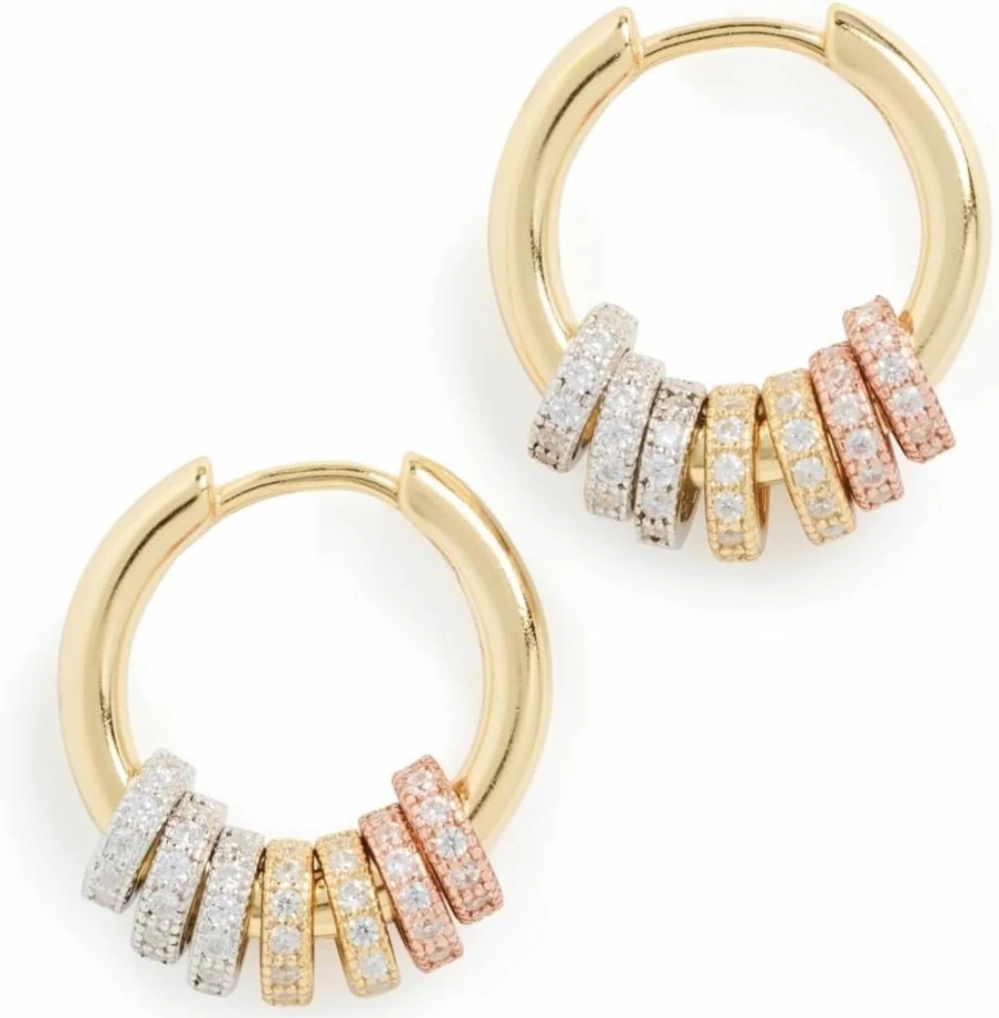 SHASHI Women's Gaia Pave Hoop Earrings - Sterling Silver Diamond-Studded Hoops