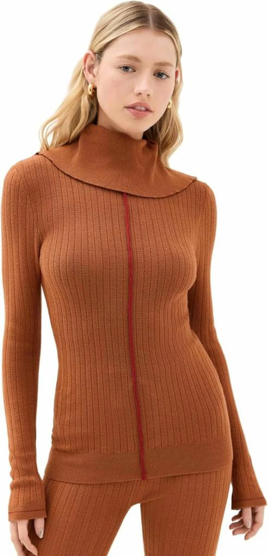 Varley Women's Walt Roll Neck Knit Tee - Soft Casual Long Sleeve T-Shirt
