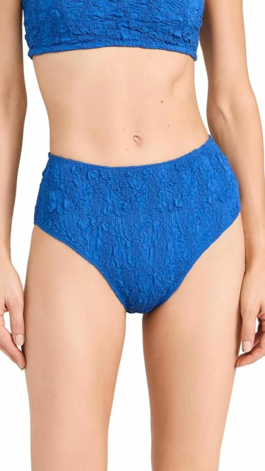 Sea Women's High Waisted Smocked Bikini Bottoms - Solid Slone Swimwear
