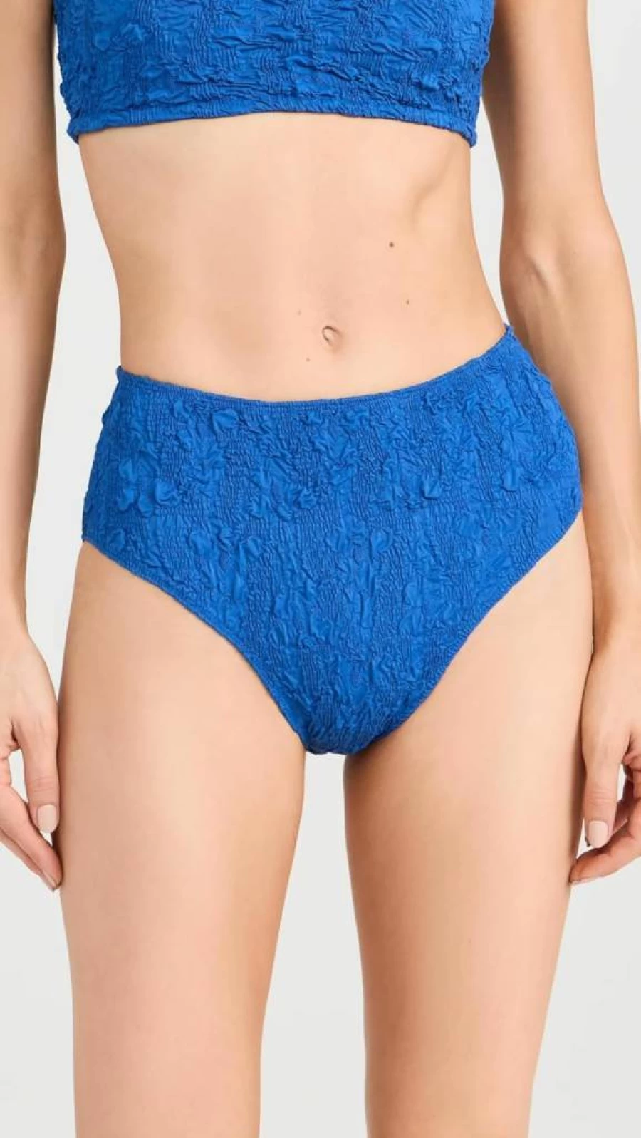 Sea Women's High Waisted Smocked Bikini Bottoms - Solid Slone Swimwear