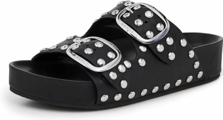 Loeffler Randall Women's Jack Two Band Leather Sandals - Comfortable Slide Sandals for Summer