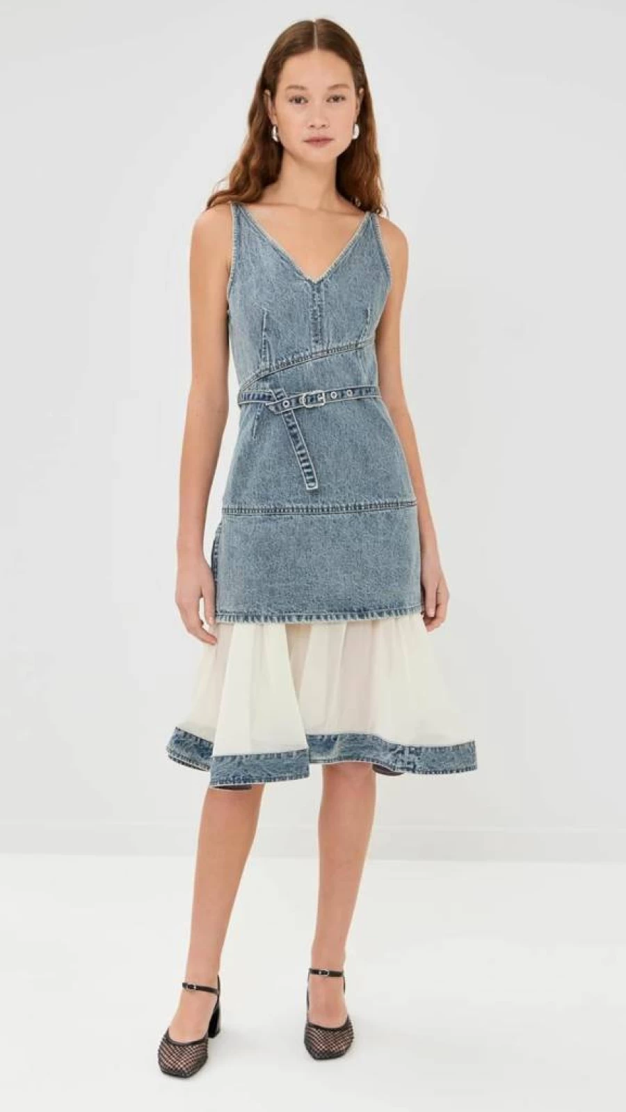 3.1 Phillip Lim Women's Chiffon Sleeveless Belted Dress - Elegant Combo Style