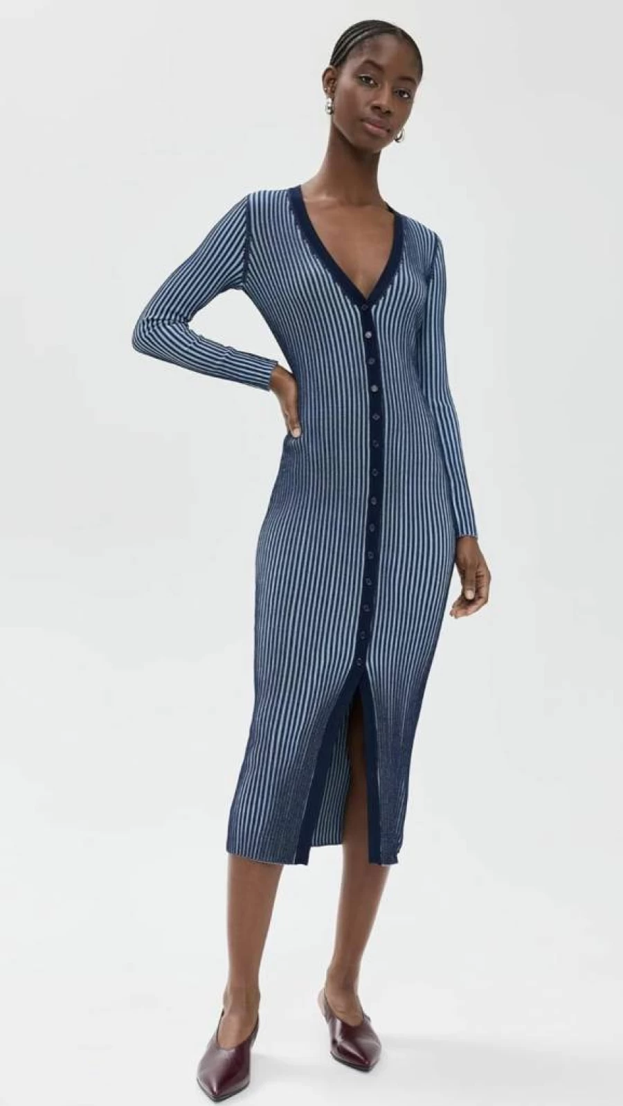 STAUD Shoko Sweater Dress for Women - Knitted Pullover Midi Dress