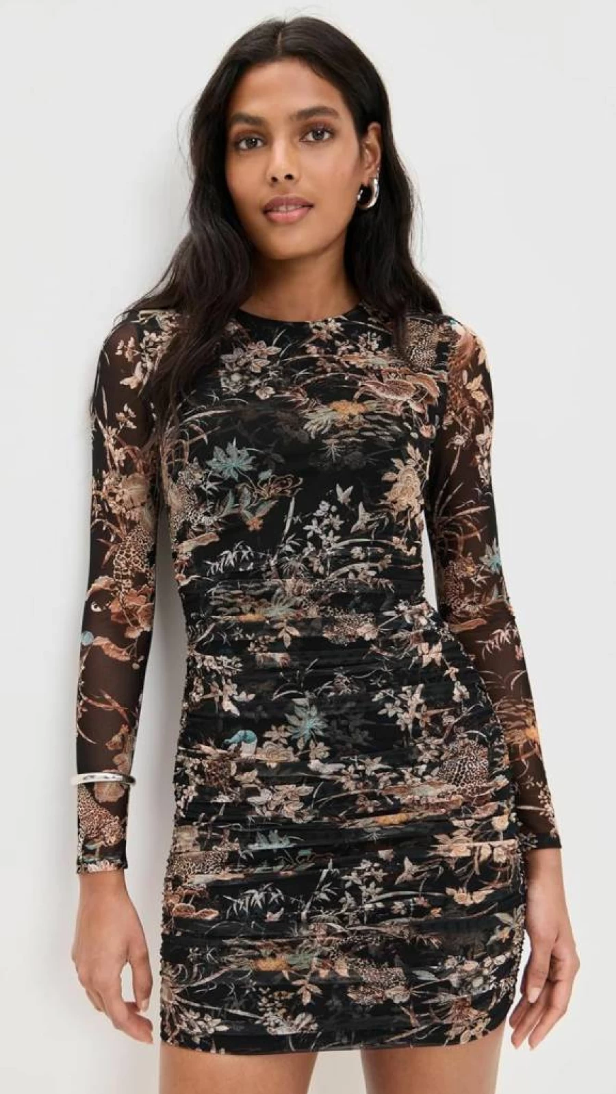 L'AGENCE Women's Sunny Long Sleeve Mini Dress - Floral Print Summer Dress