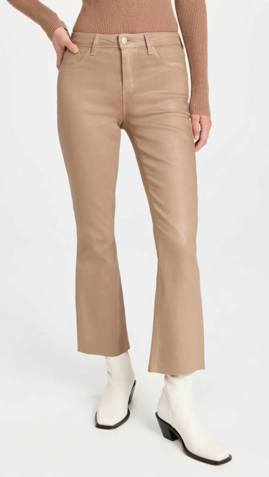 L'AGENCE Women's Kendra High-Rise Crop Flare Jeans - Stretch Denim Vintage Style