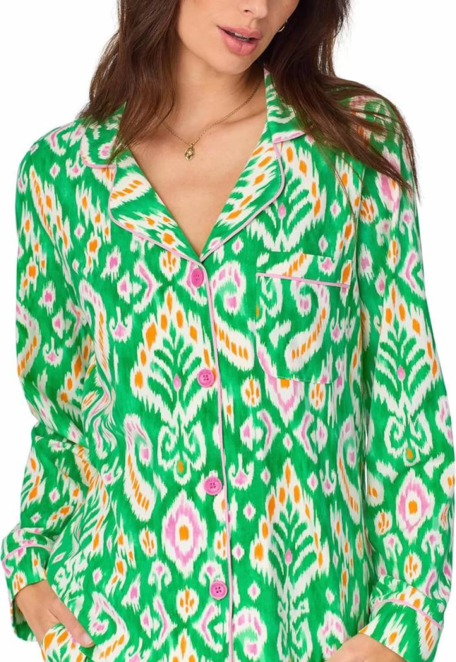 BedHead Pajamas Women's Organic Cotton Sleepwear Set - Long Sleeve Notch Collar Pajama Top & Pants