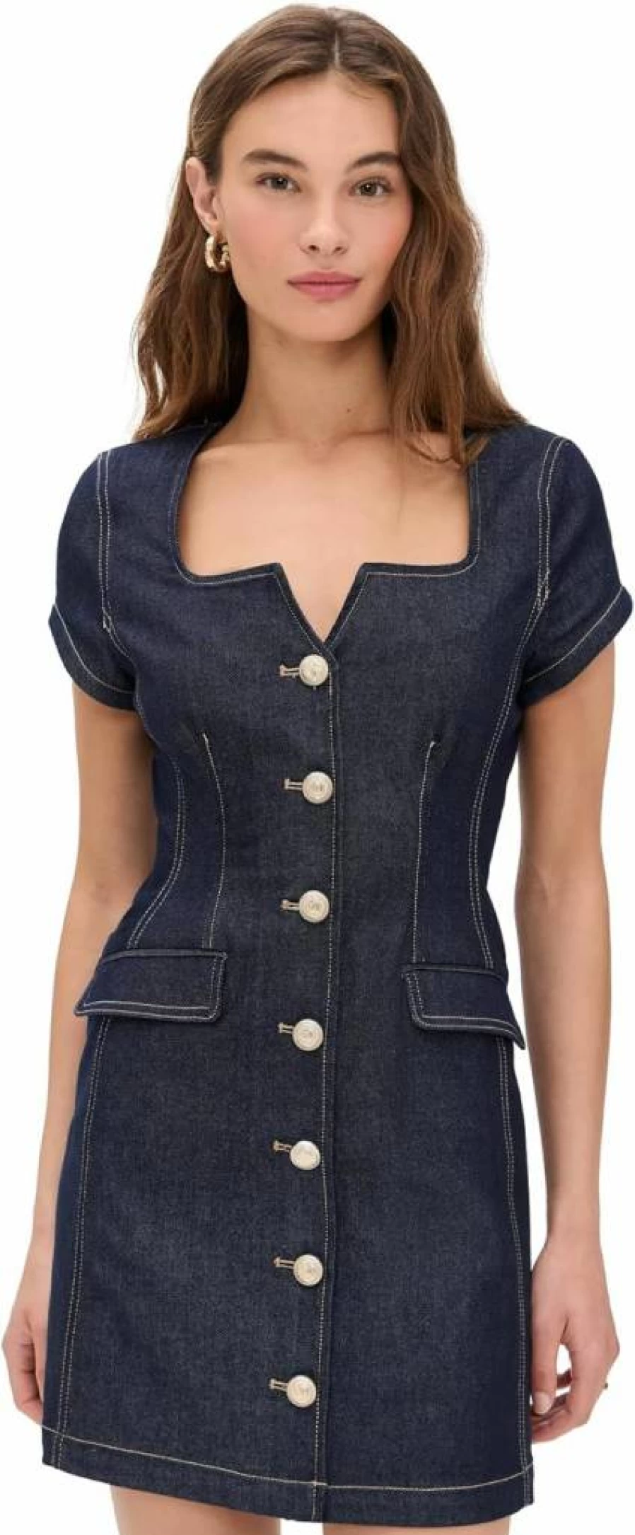 Generation Love Brunella Sheen Denim Dress for Women - Vintage Blue Denim Midi Dress