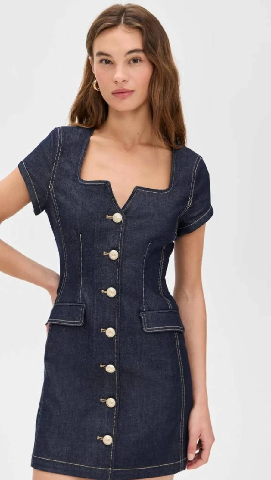 Generation Love Brunella Sheen Denim Dress for Women - Vintage Blue Denim Midi Dress