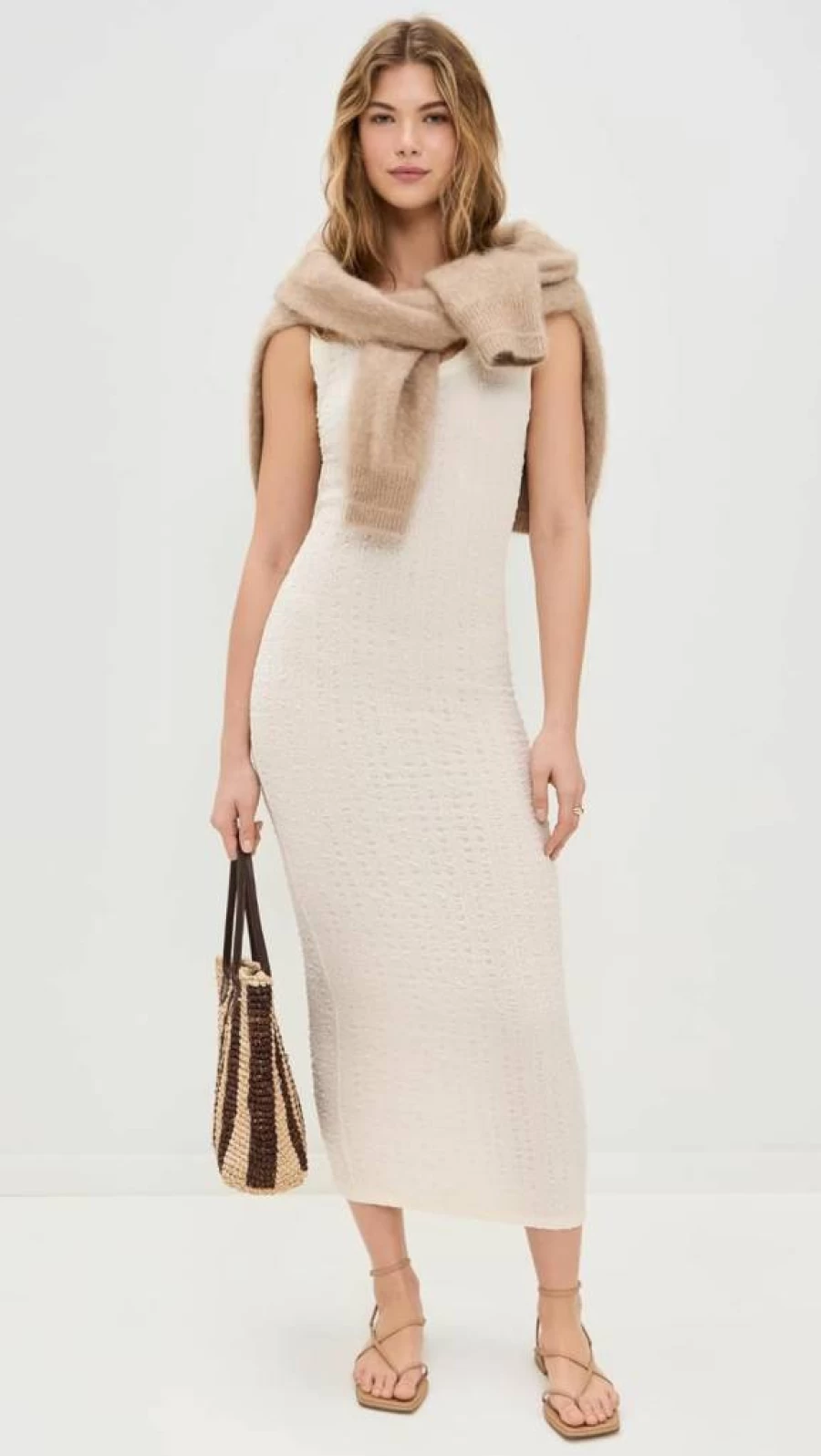 Enza Costa Women's Stylish Puckered Detail Sleeveless Tank Dress for Elegant Summer Wear