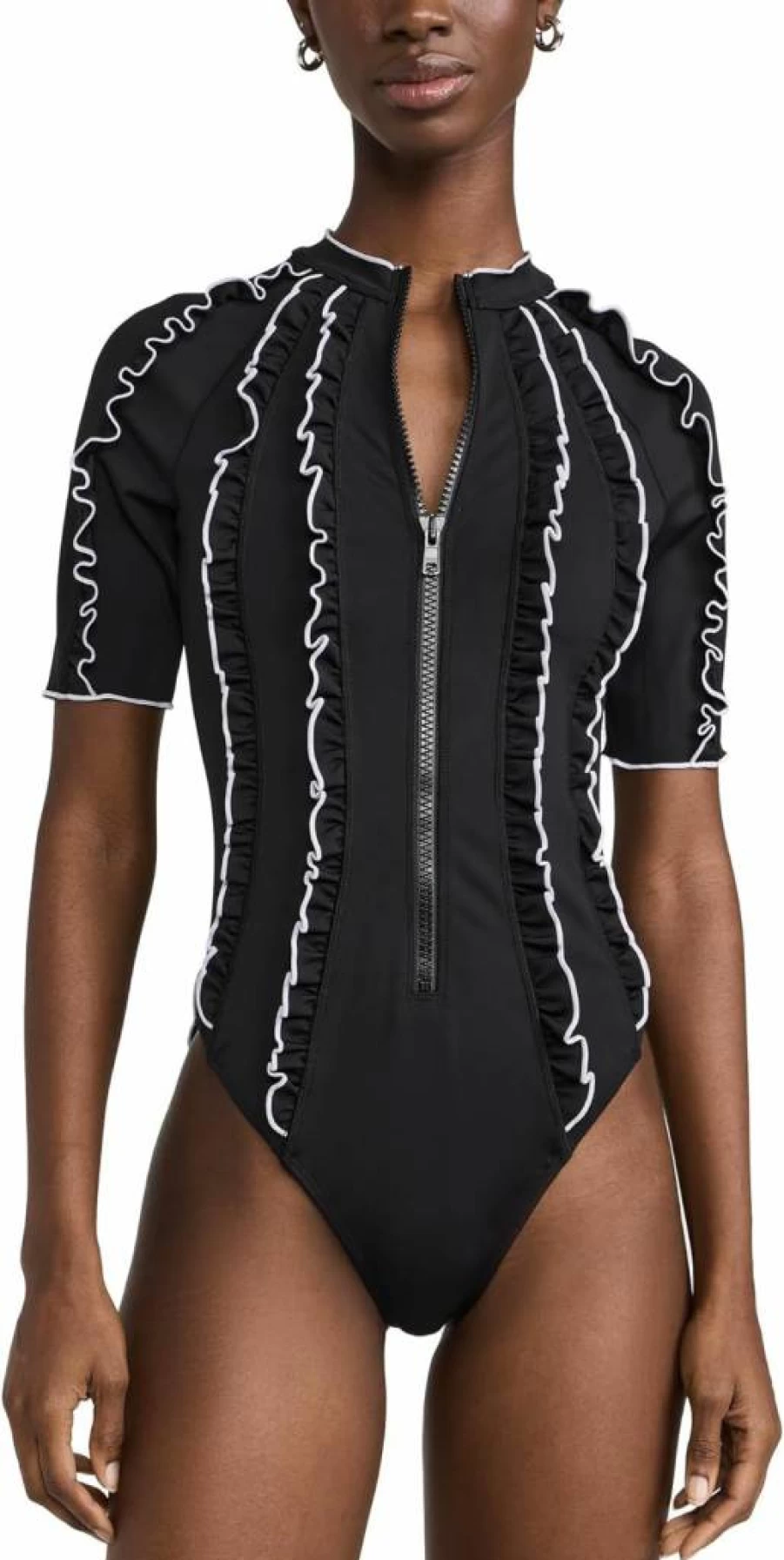Sea Women's Camille Ruffle One Piece Swimsuit with Zip Up Detail