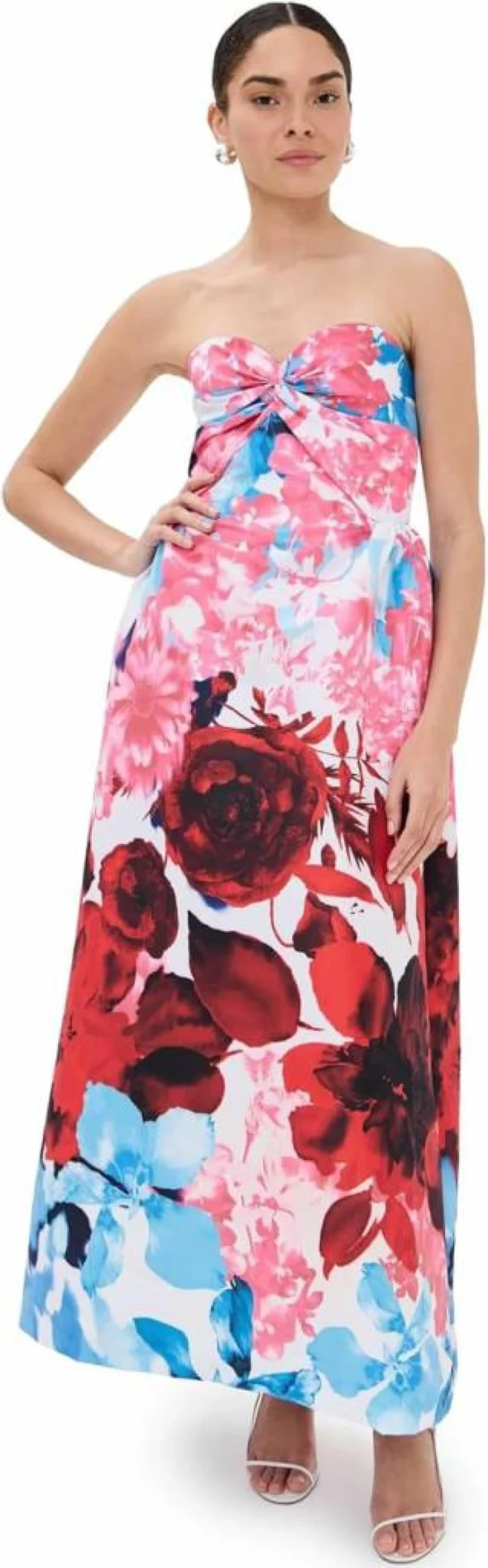 Kika Vargas Women's Red Rose Floral Garden Dress