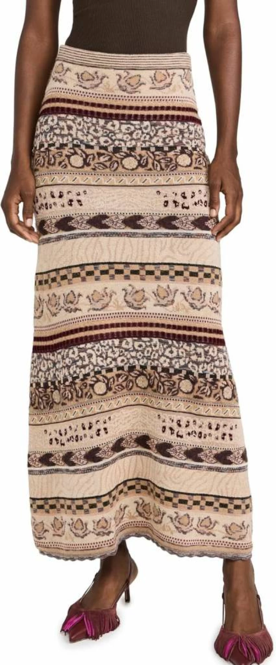 Ulla Johnson Women's Helene Skirt - Floral Printed Midi Skirt with Elastic Waist