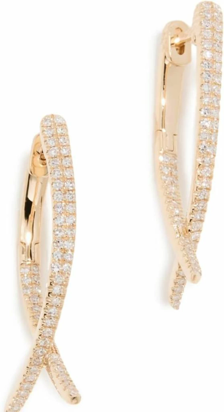 EF Collection Women's Diamond Loop Hoop Earrings - Sterling Silver 18K Gold Plated Dangle Earrings for Women
