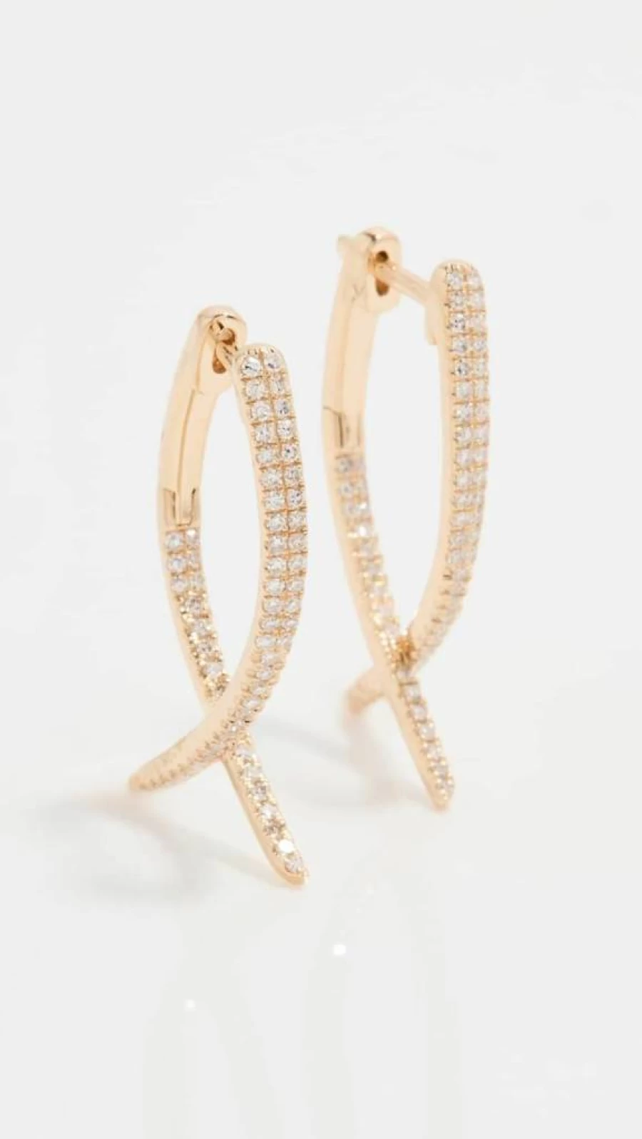 EF Collection Women's Diamond Loop Hoop Earrings - Sterling Silver 18K Gold Plated Dangle Earrings for Women