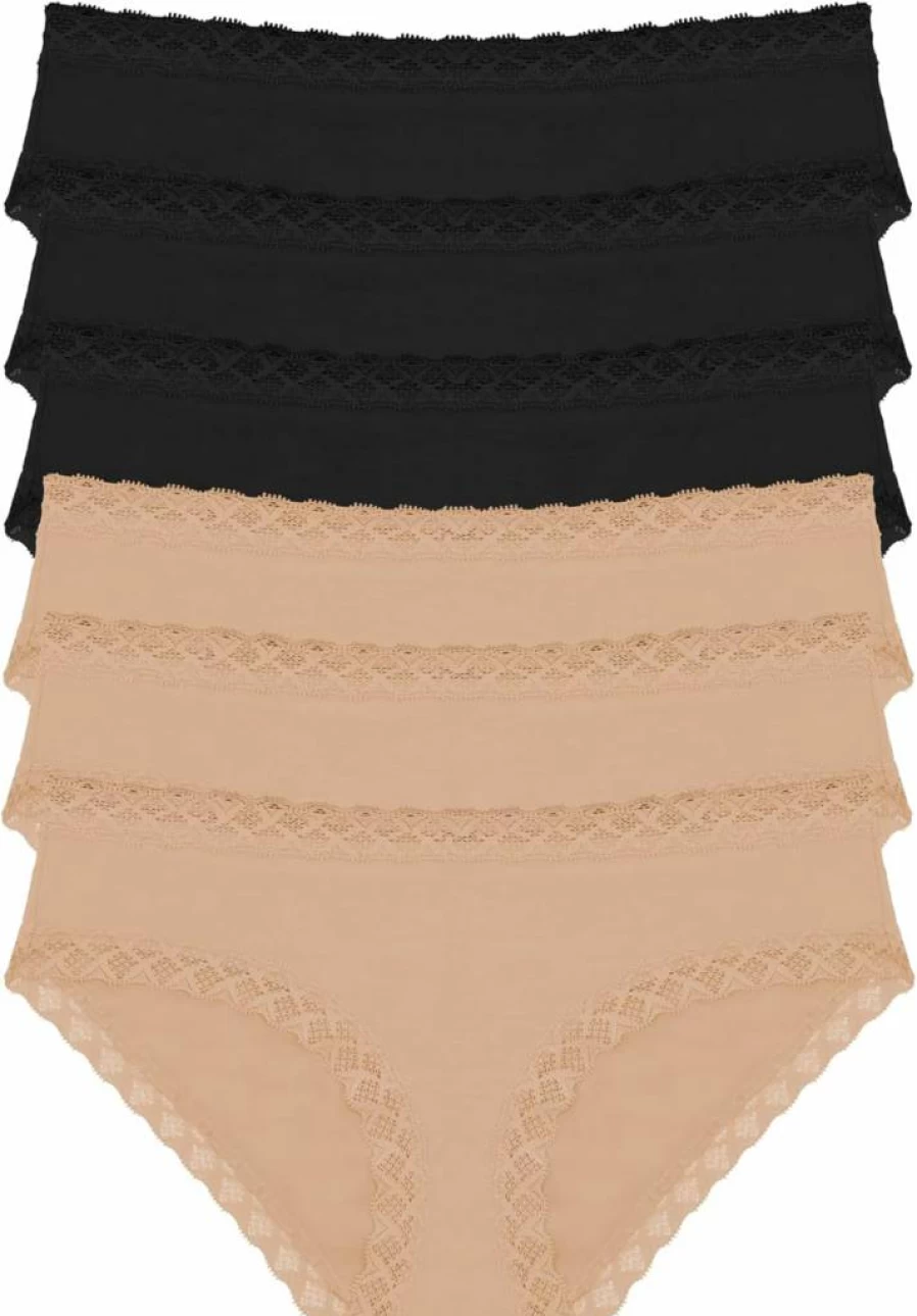 Natori Women's Bliss Girl Brief 6-Pack - Soft Cotton Underwear Multipack for Comfort & Everyday Wear