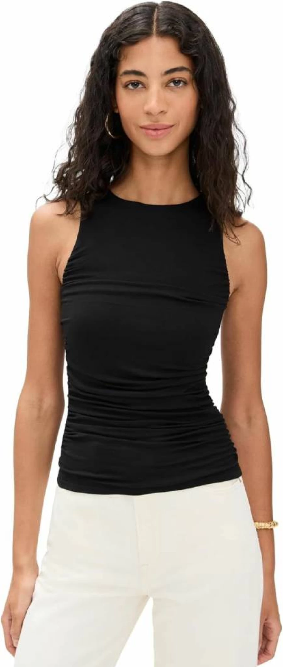 Good American Women's Ruched Stretch Jersey Tank Top - Slim Fit Casual Comfort