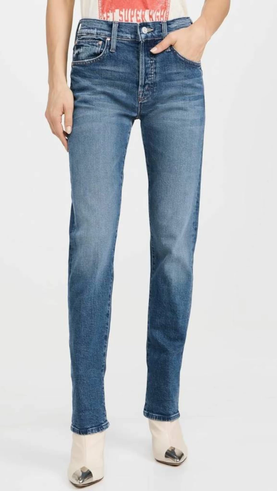 MOTHER Women's The Hiker Skinny Jeans for Women High-Rise Stretch Denim
