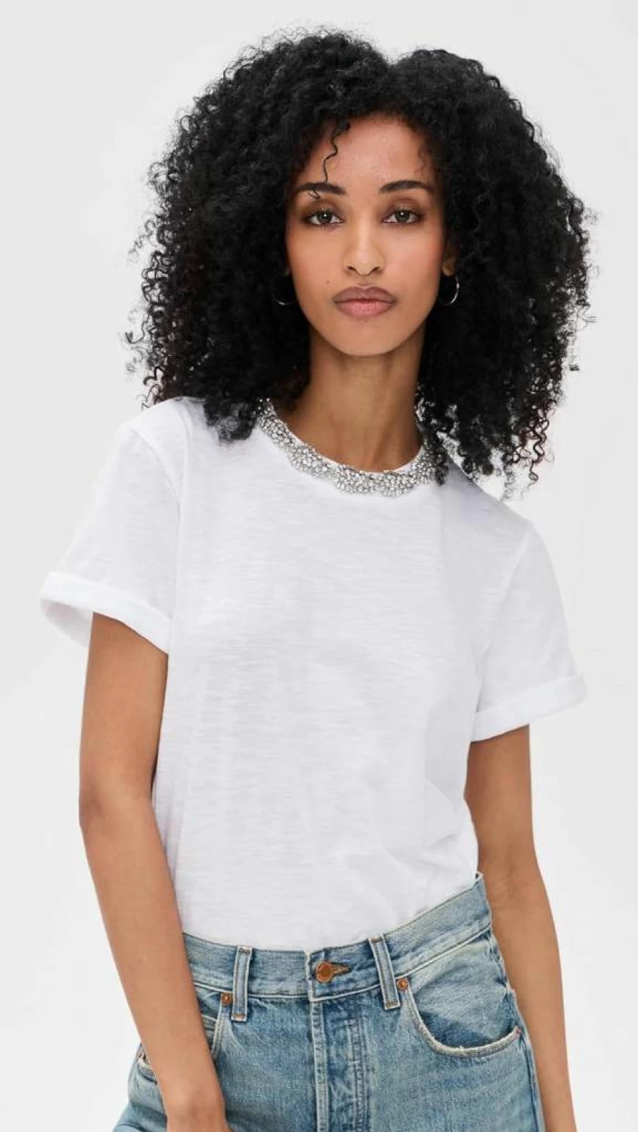 Cinq a Sept Women's Crystal Embellished Bree Tee - Floral Print Short Sleeve Top