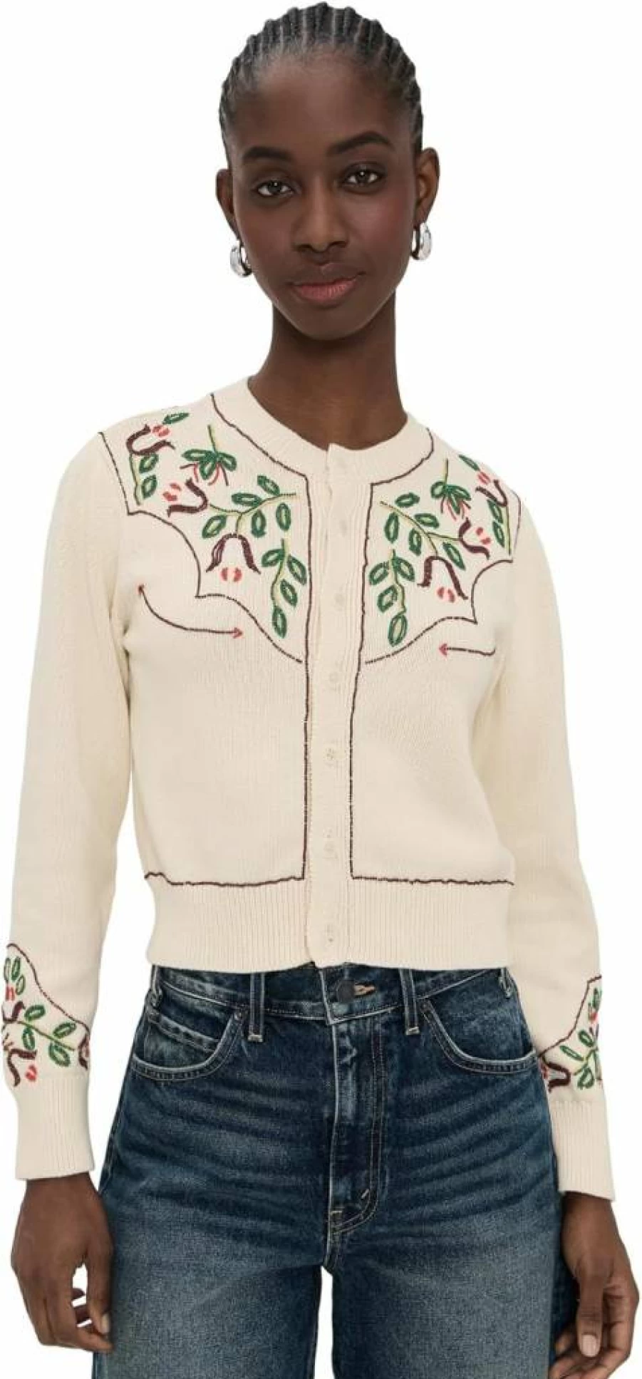 THE GREAT Women's Western Beaded Cardigan - Boho Chic Knit Sweater
