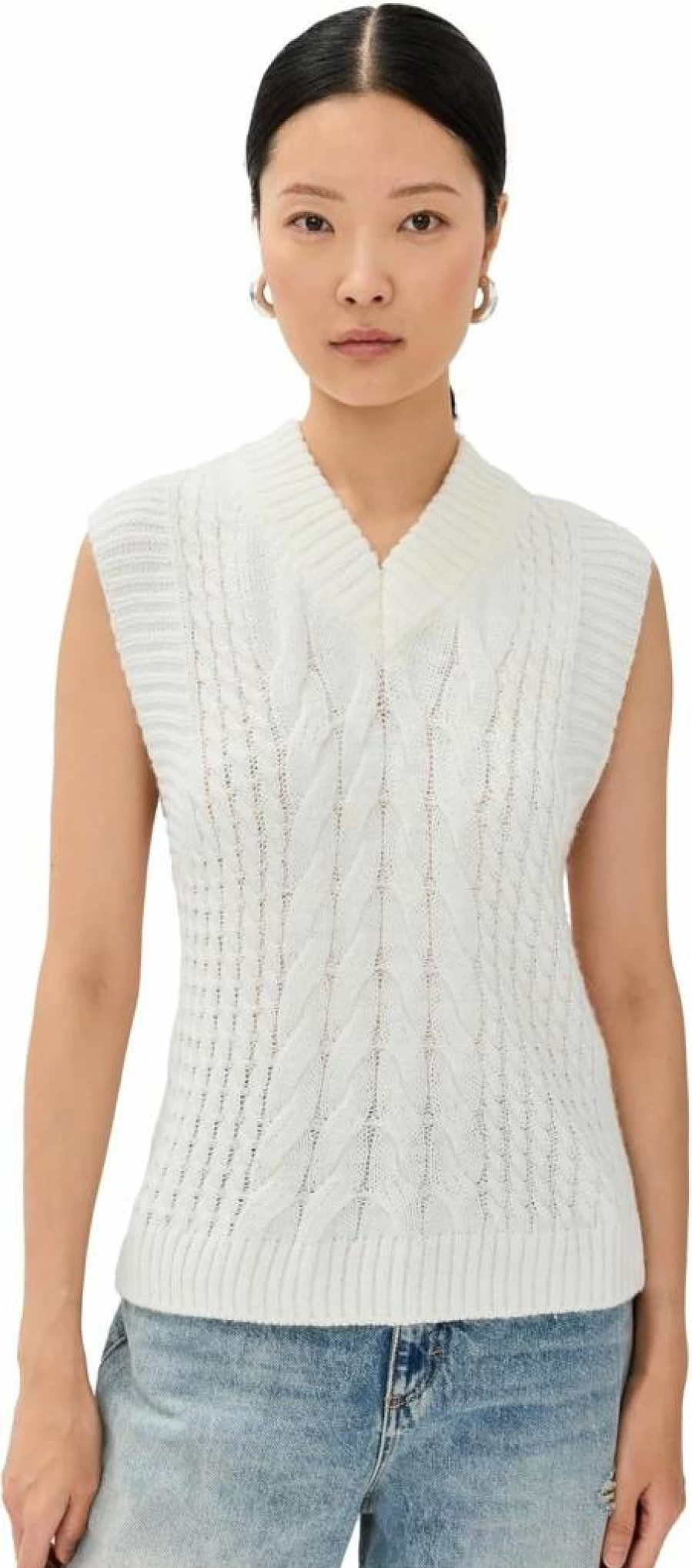 ALOHAS Women's Kylie White Tricot Vest – Stylish Casual Sleeveless Top for Women